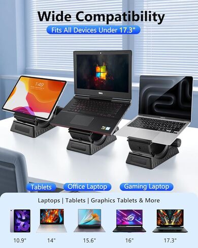 Laptop Stand for Desk, Height and Angle Adjustable, 2-in-1 Laptop Stand Vertical Laptop Stand with Innovative Half-Moon Shape, Heat Dissipation, Compatible with 13"-17.3" Laptops in Kuwait