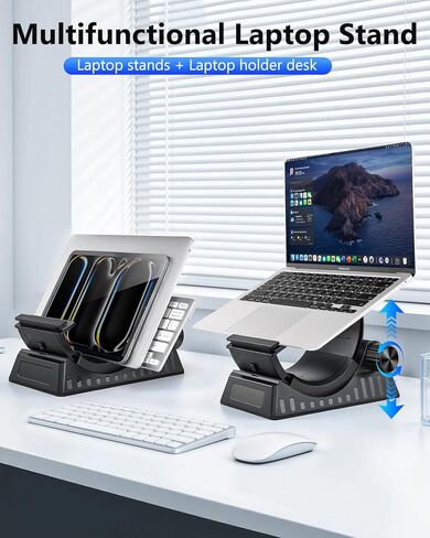 Laptop Stand for Desk, Height and Angle Adjustable, 2-in-1 Laptop Stand Vertical Laptop Stand with Innovative Half-Moon Shape, Heat Dissipation, Compatible with 13"-17.3" Laptops in Kuwait