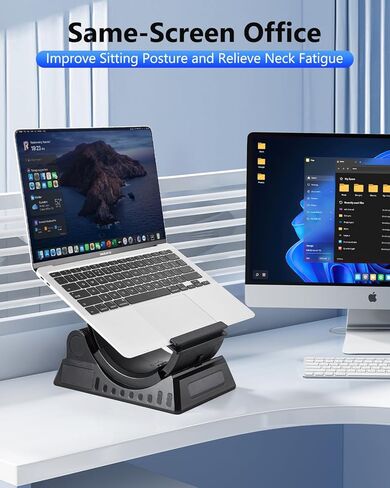 Laptop Stand for Desk, Height and Angle Adjustable, 2-in-1 Laptop Stand Vertical Laptop Stand with Innovative Half-Moon Shape, Heat Dissipation, Compatible with 13"-17.3" Laptops in Kuwait