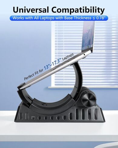 Laptop Stand for Desk, Height and Angle Adjustable, 2-in-1 Laptop Stand Vertical Laptop Stand with Innovative Half-Moon Shape, Heat Dissipation, Compatible with 13"-17.3" Laptops in Kuwait