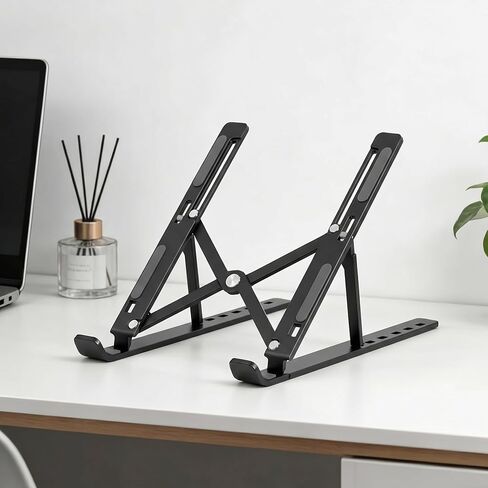 Portable Laptop Cooling Stand with Storage Bag, Ergonomic Adjustable Laptop Riser, 18 Inch Foldable Notebook Mount, Durable Non-Slip Computer Holder, Silver in Kuwait