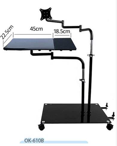 OK610 OK611 - Bedside Moving Laptop Stand Adjustable Sofa Computer Monitor Holder Mount +Keyboard Holder Rotating Laptop Table Lapdesks (OK611W) in Kuwait