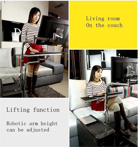 OK610 OK611 - Bedside Moving Laptop Stand Adjustable Sofa Computer Monitor Holder Mount +Keyboard Holder Rotating Laptop Table Lapdesks (OK611W) in Kuwait