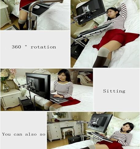 OK610 OK611 - Bedside Moving Laptop Stand Adjustable Sofa Computer Monitor Holder Mount +Keyboard Holder Rotating Laptop Table Lapdesks (OK611W) in Kuwait