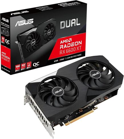 ASUS Dual AMD Radeon RX 6600 XT OC Edition 8GB GDDR6 Gaming Graphics Card (AMD RDNA 2, PCIe 4.0, 8GB GDDR6 Memory, HDMI 2.1, DisplayPort 1.4a, Axial-tech Fan Design, 0dB Technology) (Renewed) in Kuwait