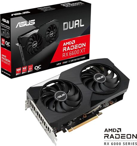 ASUS Dual AMD Radeon RX 6600 XT OC Edition 8GB GDDR6 Gaming Graphics Card (AMD RDNA 2, PCIe 4.0, 8GB GDDR6 Memory, HDMI 2.1, DisplayPort 1.4a, Axial-tech Fan Design, 0dB Technology) (Renewed) in Kuwait