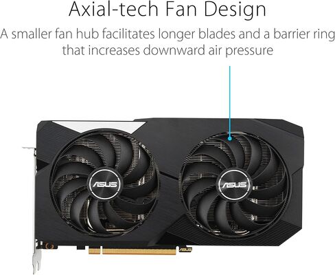 ASUS Dual AMD Radeon RX 6600 XT OC Edition 8GB GDDR6 Gaming Graphics Card (AMD RDNA 2, PCIe 4.0, 8GB GDDR6 Memory, HDMI 2.1, DisplayPort 1.4a, Axial-tech Fan Design, 0dB Technology) (Renewed) in Kuwait