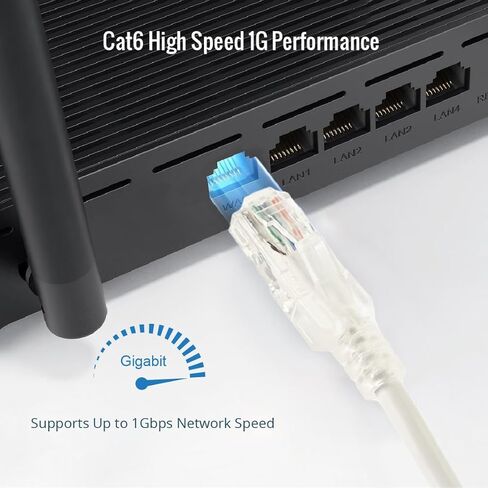 Tecmojo UL Listed Cat6 0.5ft Ethernet Cable, 26AWG 100% Pure Copper Conductors, Cat6 Network Cable, Snagless RJ45 for Router, Modem, Xbox, Laptop, Servers, 12-Pack, White in Kuwait