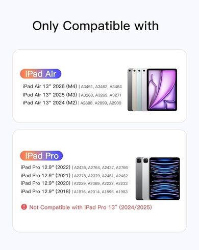 حافظة لوحة المفاتيح المغناطيسية Inateck NeoMagic لجهاز iPad Air 13 بوصة M4 2026/M3/M2، iPad Pro 12.9 بوصة 6/5/4/3 Gen، لوحة تتبع كبيرة متعددة اللمس، شاشة طاقة LED، إضاءة خلفية 7 ألوان، مع حامل قلم رصاص، QWERTY in Kuwait
