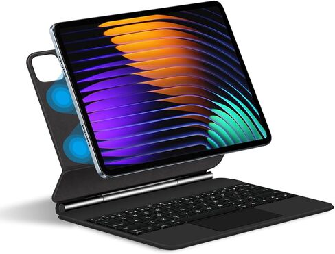 حافظة لوحة المفاتيح لجهاز Xiaomi Mi Pad 8/8 Pro 11.2 بوصة 2025، حامل ناتئ مغناطيسي عائم، حافظة واقية نحيفة للغاية مع لوحة مفاتيح بإضاءة خلفية، لوحة تتبع متعددة اللمس، أسود in Kuwait