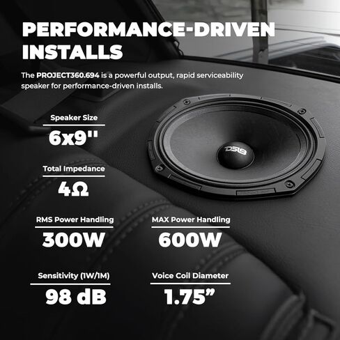 DS18 PROJECT360 6x9" High Sensitivity Mid-High Loudspeaker - 300W RMS 4-Ohm - Rotating Recone Design for Quick Repair in Kuwait