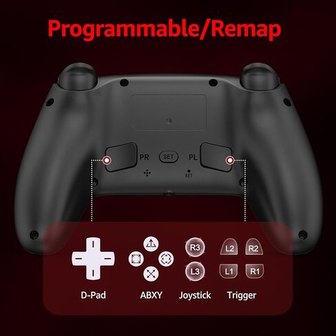 وحدة تحكم لاسلكية AKalyptra لجهاز PS-5/PC، وحدة تحكم RGB Light Gming الرائعة مع وظائف Turbo/Remap/Combo، عصا التحكم بتأثير Hall ومشغلات التحكم تدعم الاهتزاز المزدوج، مقبس سماعة الرأس 3.5 مم، التحكم في الحركة (أسود) in Kuwait