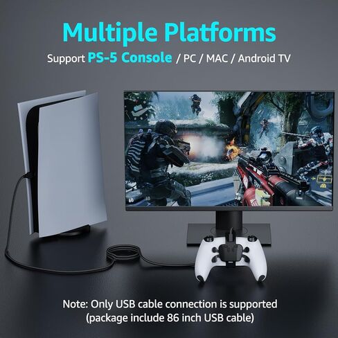 Akalyptra Back Paddles Attachment for PS-5 Controller with Microphone Function, Wired Plug & Play with 4 Programmable Back Buttons, Support Turbo/ Remap/Combo/Controller Button Swap Functions, Compatible with PS-5 Console/PC/MAC(Black, 7.2FT) in Kuwait