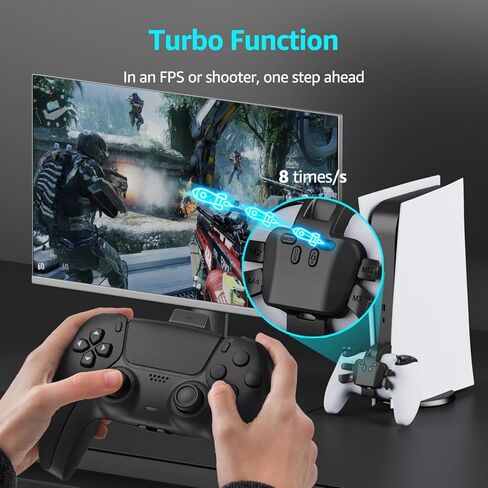 Akalyptra Back Paddles Attachment for PS-5 Controller with Microphone Function, Wired Plug & Play with 4 Programmable Back Buttons, Support Turbo/ Remap/Combo/Controller Button Swap Functions, Compatible with PS-5 Console/PC/MAC(Black, 7.2FT) in Kuwait