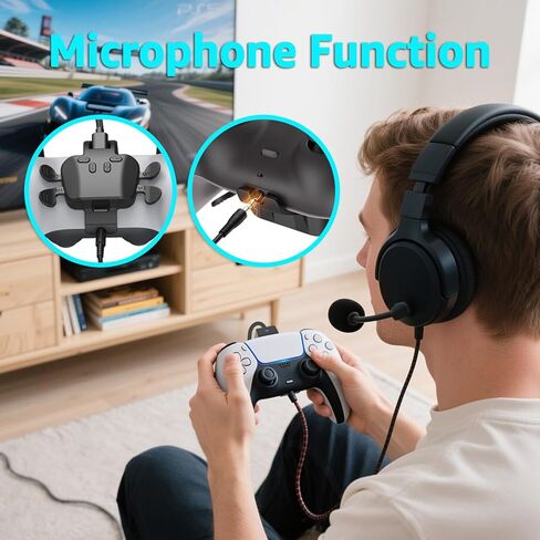 Akalyptra Back Paddles Attachment for PS-5 Controller with Microphone Function, Wired Plug & Play with 4 Programmable Back Buttons, Support Turbo/ Remap/Combo/Controller Button Swap Functions, Compatible with PS-5 Console/PC/MAC(Black, 7.2FT) in Kuwait