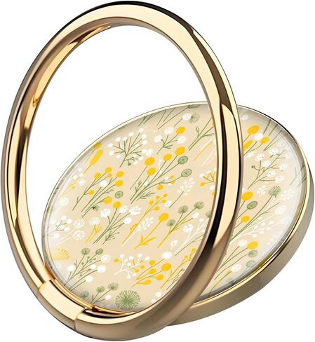 Cell Phone Ring Holder Grip, Luxury Gold Metal Ring Holder 360°Rotation Finger Ring Stand, Cute Large Cell Phone Kickstand Grip Compatible with Most of Phones Yellow White Flowers in Kuwait