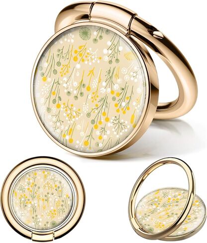 Cell Phone Ring Holder Grip, Luxury Gold Metal Ring Holder 360°Rotation Finger Ring Stand, Cute Large Cell Phone Kickstand Grip Compatible with Most of Phones Yellow White Flowers in Kuwait