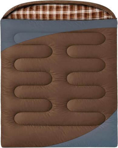 Double Sleeping Bag for Camping Backpacking Travel Splits into 2 Singles or Blankets Lightweight 50-68°F Queen Size Flannel with Hood, Compression Sack in Kuwait