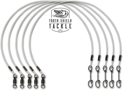 5 Pack 80 lb. 12" Premium Fluorocarbon Tooth Shield Tackle Musky Leaders Muskie Pike Leader (Fastach Clip) in Kuwait