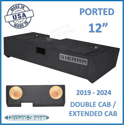Generic 2019-2024 Sierra Double Cab Truck Sub Box 12 بوصة حاوية مضخم صوت مزدوج المنفذ in Kuwait