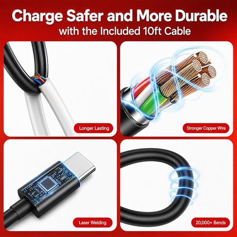شاحن سويتش 2 مع كابل USB بطول 10 أقدام، محول طاقة تيار متردد قابل للطي بقدرة 65 وات، شاحن سريع لجهاز نينتندو سويتش 2/1، يدعم وضع التلفزيون الراسي، كابل شحن طويل لألعاب الأريكة/السرير in Kuwait