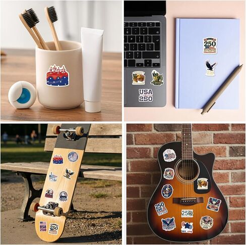FaCraft 115PCS 250th Anniversary USA Stickers United States 250 Anniversary 1776-2026 Sticker Pack Independence Day Patriotic Stickers Waterproof Vinyl Decals for Water Bottle Laptop Phone Car Luggage in Kuwait
