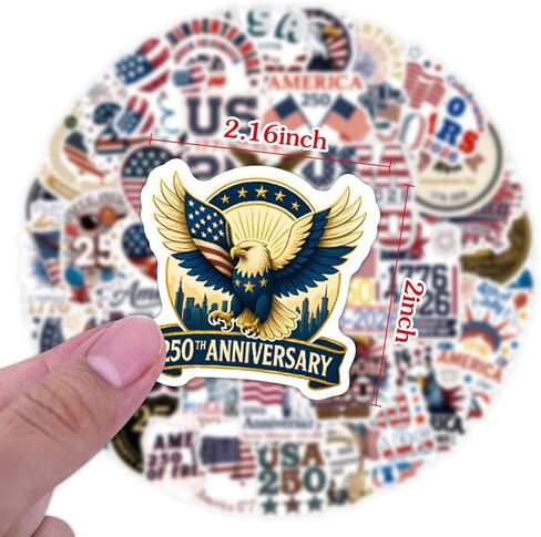 FaCraft 115PCS 250th Anniversary USA Stickers United States 250 Anniversary 1776-2026 Sticker Pack Independence Day Patriotic Stickers Waterproof Vinyl Decals for Water Bottle Laptop Phone Car Luggage in Kuwait