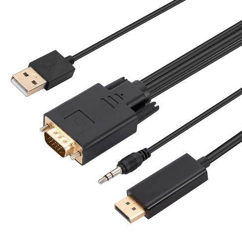كابل VGA إلى DisplayPort بطول 6 أقدام VGA إلى كابل بطول 6 أقدام/1.8 متر 1080P VGA لتحويل سلك نقل مطلي بالذهب in Kuwait