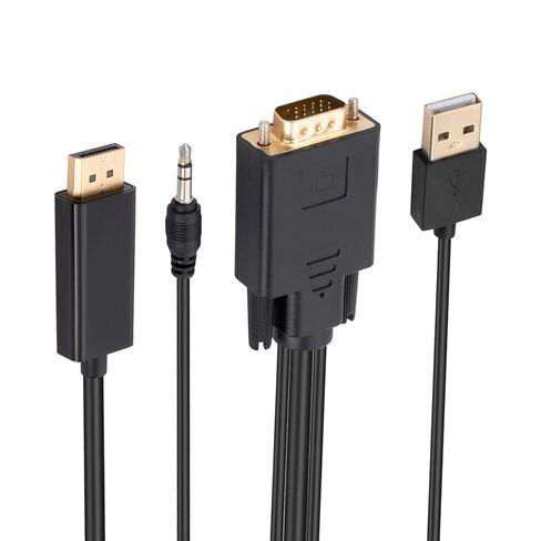كابل VGA إلى DisplayPort بطول 6 أقدام VGA إلى كابل بطول 6 أقدام/1.8 متر 1080P VGA لتحويل سلك نقل مطلي بالذهب in Kuwait