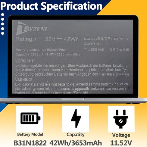 B31N1822 42Wh Battery Replacement for ASUS VivoBook 15 F513 M513 Series,ZenBook Flip 14 Q406DA Q406DA-BR5T6 UM462DA UX462 UX462D UX462DA Series 11.52V 4250 in Kuwait