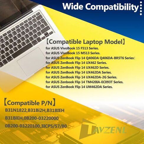 B31N1822 42Wh Battery Replacement for ASUS VivoBook 15 F513 M513 Series,ZenBook Flip 14 Q406DA Q406DA-BR5T6 UM462DA UX462 UX462D UX462DA Series 11.52V 4250 in Kuwait