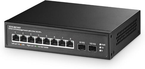 محول Binardat 4 Port 2.5G مع 2x10G SFP، 4x2.5 منافذ جيجابت إيثرنت، حجم صغير جدًا، يدعم شبكة محلية ظاهرية، محول شبكة معدني متعدد جيجابت غير مُدار لسطح المكتب/الجدار in Kuwait