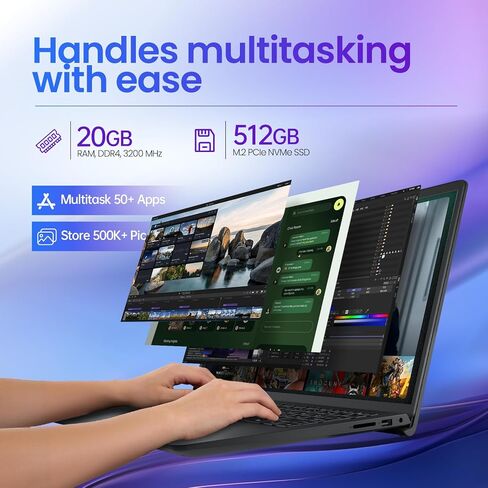 كمبيوتر محمول Dell 15 بشاشة تعمل باللمس، AMD Ryzen 7 7730U (Beats i7-1355U)، ذاكرة الوصول العشوائي 20 جيجابايت، 512 جيجابايت NVMe SSD، Windows 11 Pro، 15.6 بوصة FHD IPS، Copilot AI، Type-C، HDMI، أسود، موديل 2026 in Kuwait