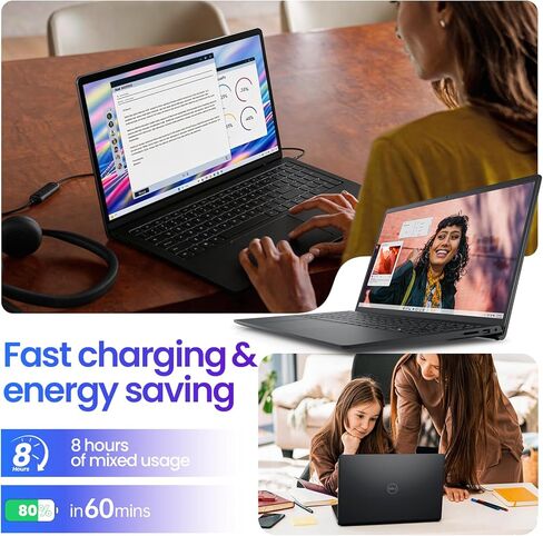 كمبيوتر محمول Dell 15 بشاشة تعمل باللمس، AMD Ryzen 7 7730U (Beats i7-1355U)، ذاكرة الوصول العشوائي 20 جيجابايت، 512 جيجابايت NVMe SSD، Windows 11 Pro، 15.6 بوصة FHD IPS، Copilot AI، Type-C، HDMI، أسود، موديل 2026 in Kuwait
