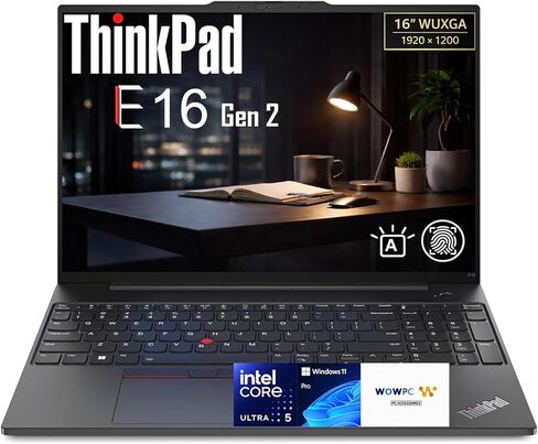 Lenovo ThinkPad E16 Gen 2 Business Laptop، AI Boost Intel Core Ultra 5 125U(Beats i7-1355U)، شاشة WUXGA مقاس 16 بوصة، ذاكرة وصول عشوائي DDR5 سعة 16 جيجابايت، محرك أقراص SSD سعة 512 جيجابايت، لوحة مفاتيح بإضاءة خلفية، قارئ بصمات الأصابع، Win 11 Pro، حزمة W in Kuwait