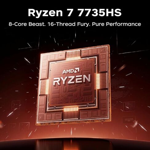 2026 AMD Laptop with Ryzen 7 7735HS Game-Processor(8C/16T,Up to 4.75GHz) Light Gaming Laptop AMD Radeon 680M Graphics, 16GB DDR5 512GB SSD, Win 11 Pro Laptops, 16" FHD IPS Display, Backlit KB, Wi-Fi 6 in Kuwait