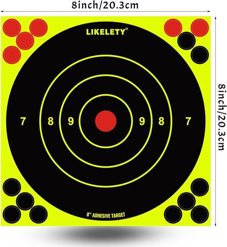 8x8 Inch Splatter Shooting Targets Bright Fluorescent Yellow Adhesive Target (25/50/100 Pack) in Kuwait