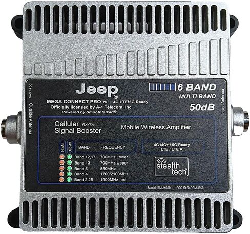 JEEP® MEGA Connect PRO Mobile X6 50dB 6-Band 4G/5G Ready Extreme Power Wireless Booster مع هوائي Mag 11 بوصة وطاقة CLA لجميع سنوات وموديلات جيب، مدعوم من Smoothtalker® in Kuwait