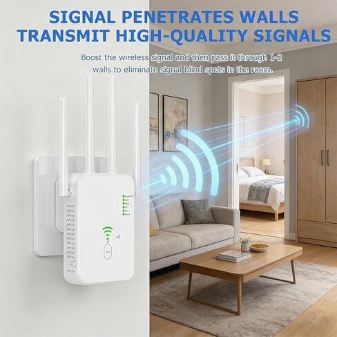 WiFi Extenders Signal Booster - AC1200 & Dual Band 5GHz/2.4GHz,WiFi Booster with Ethernet Port for Home Covers up to 10000 Sq.ft(EU-White) in Kuwait