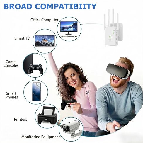 WiFi Extenders Signal Booster - AC1200 & Dual Band 5GHz/2.4GHz,WiFi Booster with Ethernet Port for Home Covers up to 10000 Sq.ft(EU-White) in Kuwait