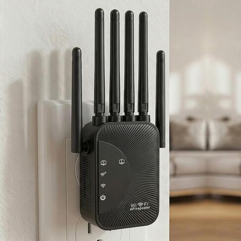 2026 WiFi Extenders Signal Booster for Home, Dual Band 5GHz/2.4GHz, Internet Booster, Long Range WiFi Extender,Quick Setup-Medium （Black） in Kuwait