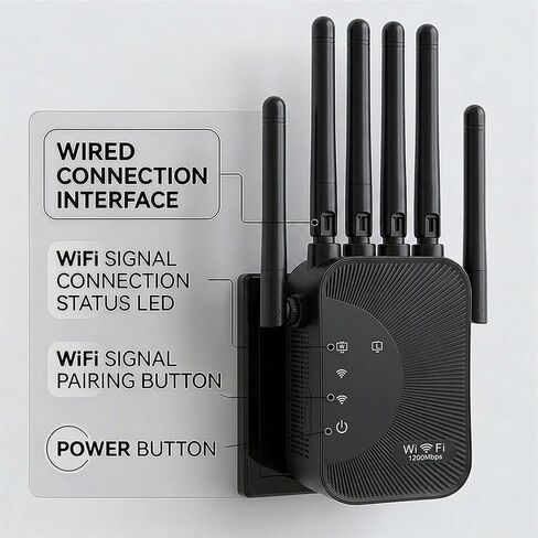 2026 WiFi Extenders Signal Booster for Home, Dual Band 5GHz/2.4GHz, Internet Booster, Long Range WiFi Extender,Quick Setup-Medium （Black） in Kuwait