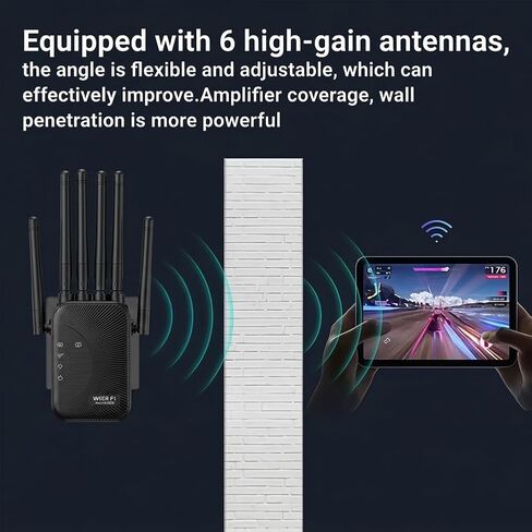 2026 WiFi Extenders Signal Booster for Home, Dual Band 5GHz/2.4GHz, Internet Booster, Long Range WiFi Extender,Quick Setup-Medium （Black） in Kuwait