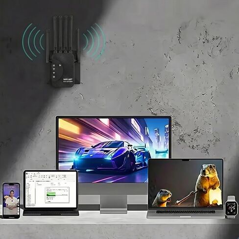 2026 WiFi Extenders Signal Booster for Home, Dual Band 5GHz/2.4GHz, Internet Booster, Long Range WiFi Extender,Quick Setup-Medium （Black） in Kuwait