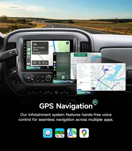 ستيريو راديو السيارة مقاس 10.2 بوصة لسيارة Chevy Silverado GMC Sierra 2014-2018، CarPlay اللاسلكي وAndroid Auto، WiFi GPS، Bluetooth FM SWC، شاشة تعمل باللمس، تدعم كاميرا احتياطية 1080P in Kuwait