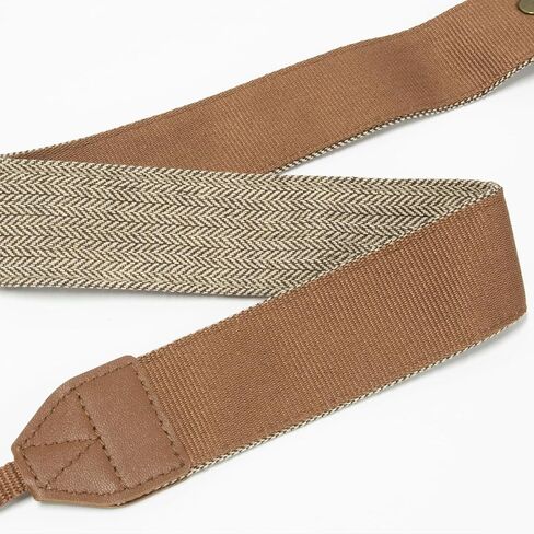 TENOC Vintage Camera Strap 1 Pack, Canvas Herringbone Neck Shoulder Strap with Quick Release Buckles for DSLR/SLR/Mirrorless, Universal Retro Anti-Slip Belt, Adjustable Length (Brown) in Kuwait