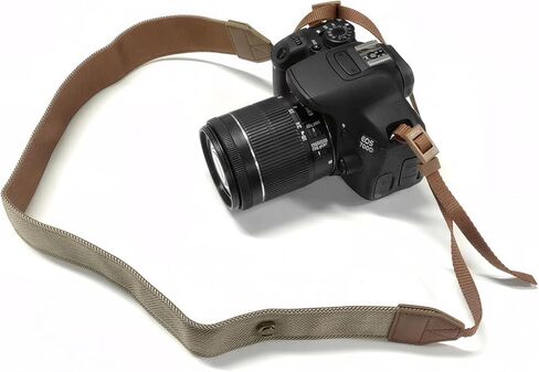 TENOC Vintage Camera Strap 1 Pack, Canvas Herringbone Neck Shoulder Strap with Quick Release Buckles for DSLR/SLR/Mirrorless, Universal Retro Anti-Slip Belt, Adjustable Length (Brown) in Kuwait