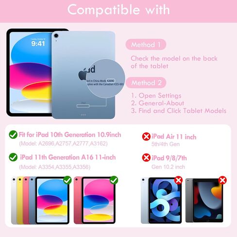 Case Keyboard for 11 inch iPad 11th (A16, 2025) / 10th Generation,Mouse and Detachable Wireless 7 Color Rainbow Backlight Magnetic Keyboard,Premium PU Leather Cover with Auto Sleep/Wake,Pink in Kuwait