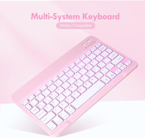 Case Keyboard for 11 inch iPad 11th (A16, 2025) / 10th Generation,Mouse and Detachable Wireless 7 Color Rainbow Backlight Magnetic Keyboard,Premium PU Leather Cover with Auto Sleep/Wake,Pink in Kuwait