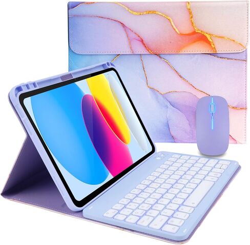 Case Keyboard for 11 inch iPad 11th (A16, 2025) / 10th Generation,Mouse and Detachable Wireless 7 Color Rainbow Backlight Magnetic Keyboard,Premium PU Leather Cover with Auto Sleep/Wake,Pink in Kuwait
